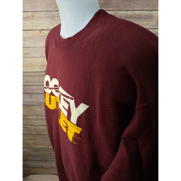Vintage Hockey Outlet Sweater Adult Size Large Red'ish Purple Long Sleeve 90's - Picture 5 of 12